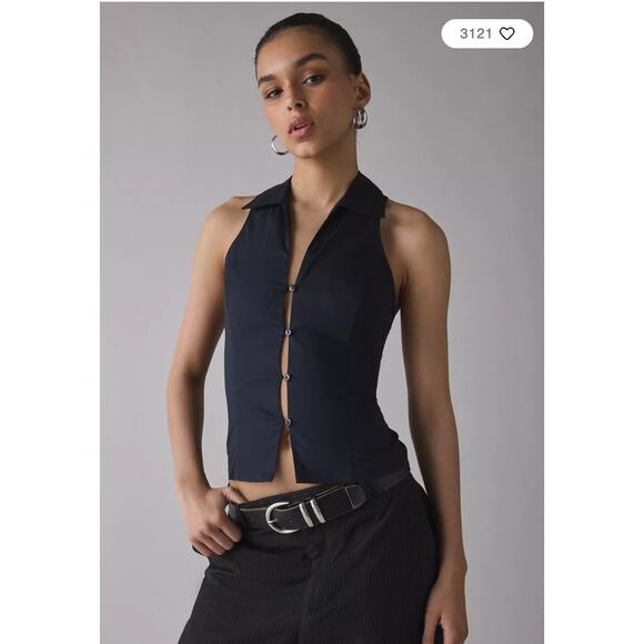 Urban Outfitters Tops - S Urban Outfitters Party Girl Cotton Blend Black Vest NWT